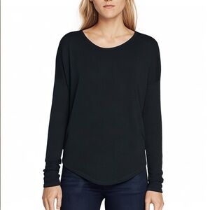rag & bone Black Long Sleeve Tee Curved Hem Minimalist Top M